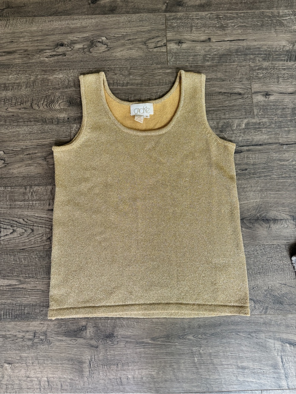 Cache Metallic Gold Knit Tank